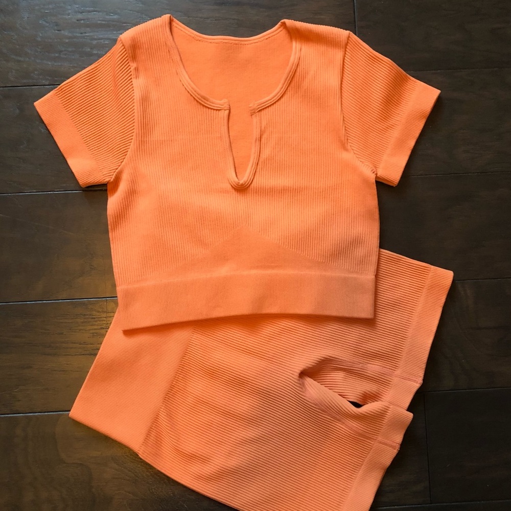 FAFOFA | Women's  Ribbed Seamless 2 Piece Workout Outfit